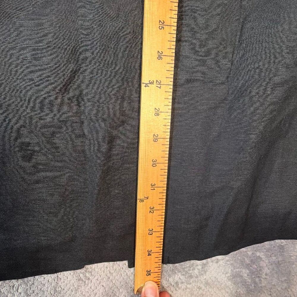 Jessica London Sz 14 Black Linen Rayon Midi Skirt Elastic Waist Slit Lined Goth - Picture 8 of 11